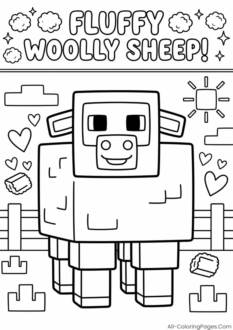 A square woolly sheep beneath a Fluffy Woolly Sheep heading
