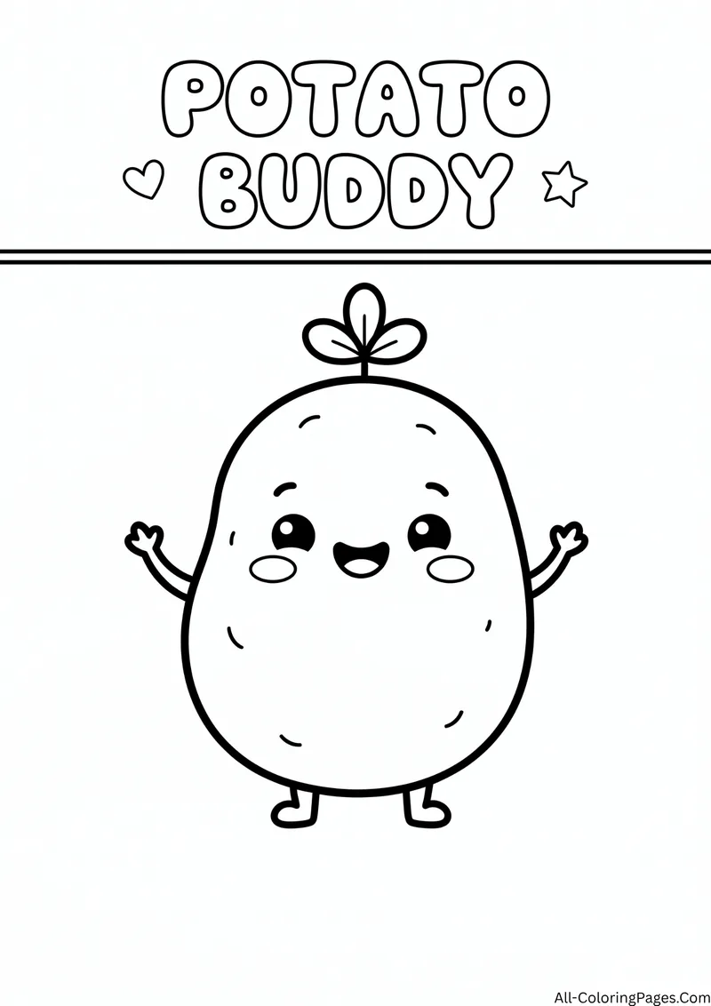 Smiling potato with a small sprout on top waving its arms, with the title Potato Buddy