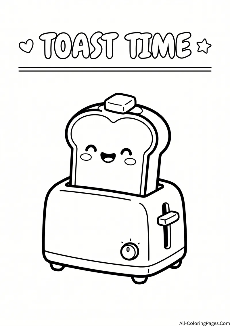 Smiling toast with butter popping out of a toaster, with the title Toast Time